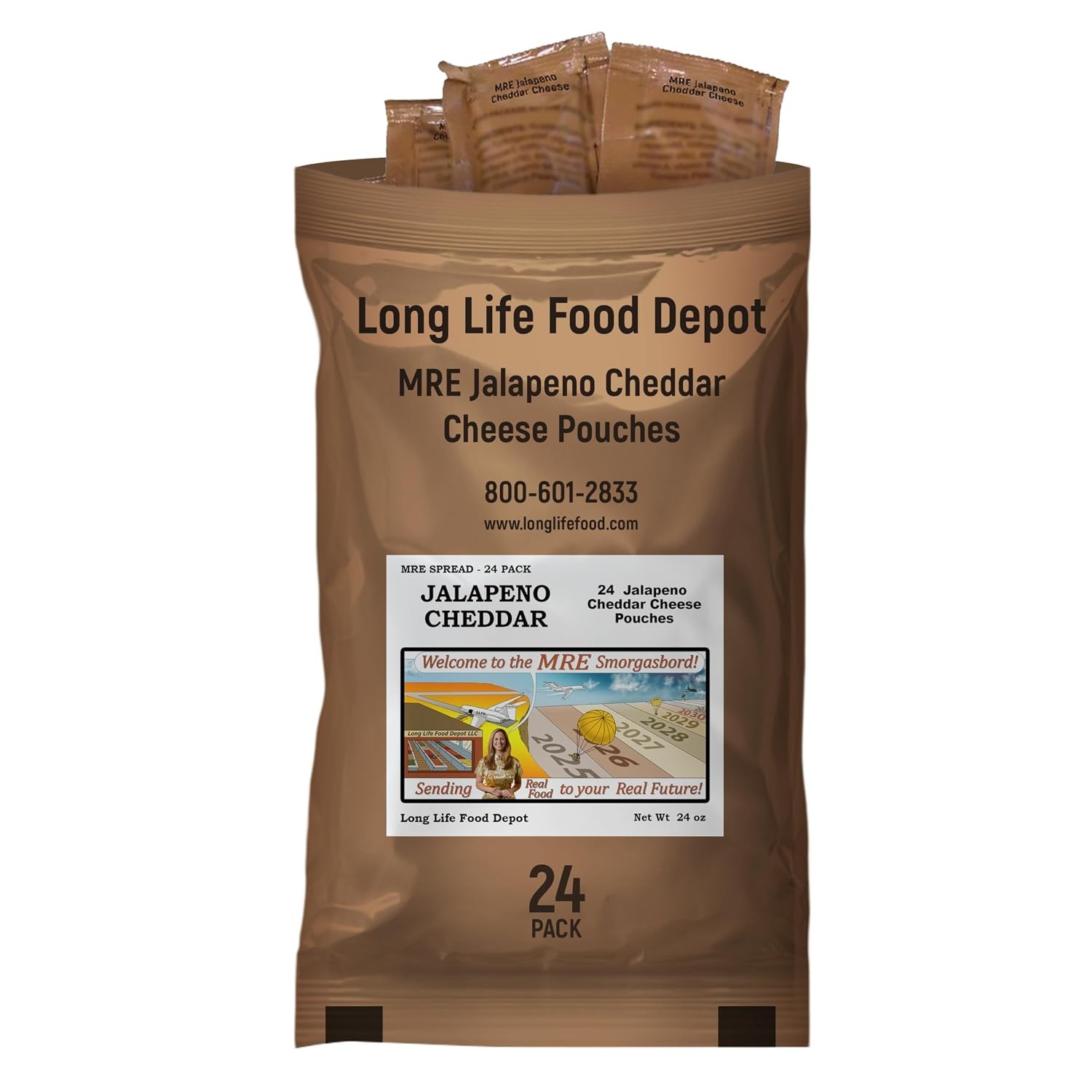 Long Life Food Depot 24-pack jalapeño cheddar cheese spread pouches